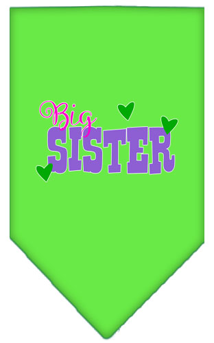 Big Sister Screen Print Bandana Lime Green Large